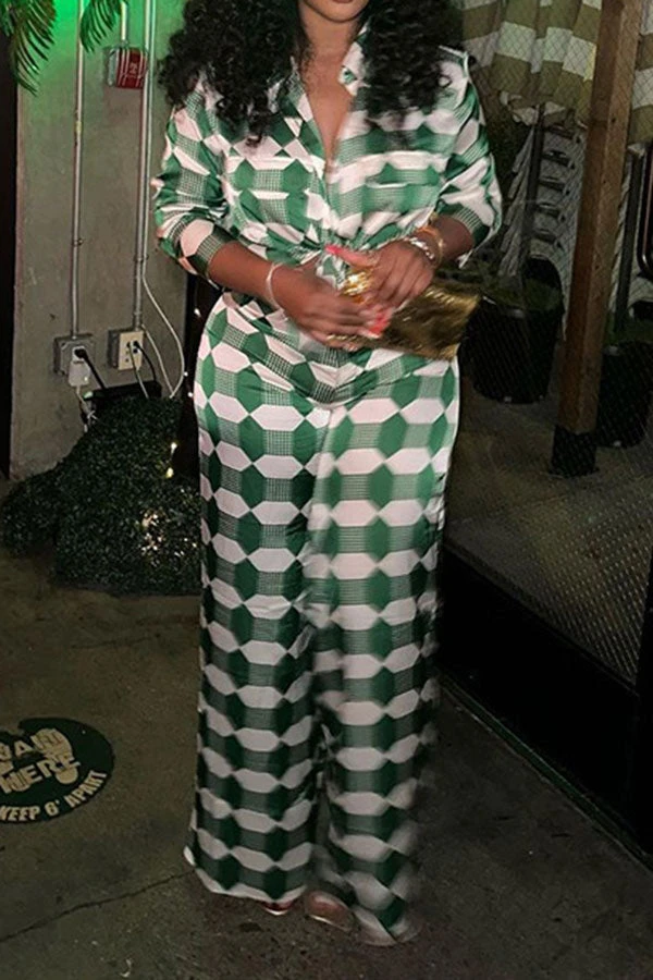 Geometric Print Commuting Pocket Pant Suit 3 Geometric Print Commuting Pocket Pant Suit - Image 3