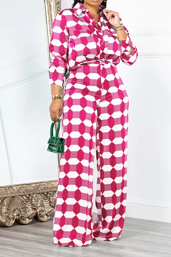 Geometric Print Commuting Pocket Pant Suit 5 Geometric Print Commuting Pocket Pant Suit - Image 5