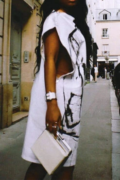 Abstract Print Stylish Boat Neck Mini Dress -Clothing Outlet Store H23060903 WH 6