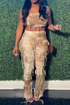 Tie Dye Cool Patchwork Tassel Pant Suit 11 Tie Dye Cool Patchwork Tassel Pant Suit -Clothing Outlet Store H23060916 AP 1