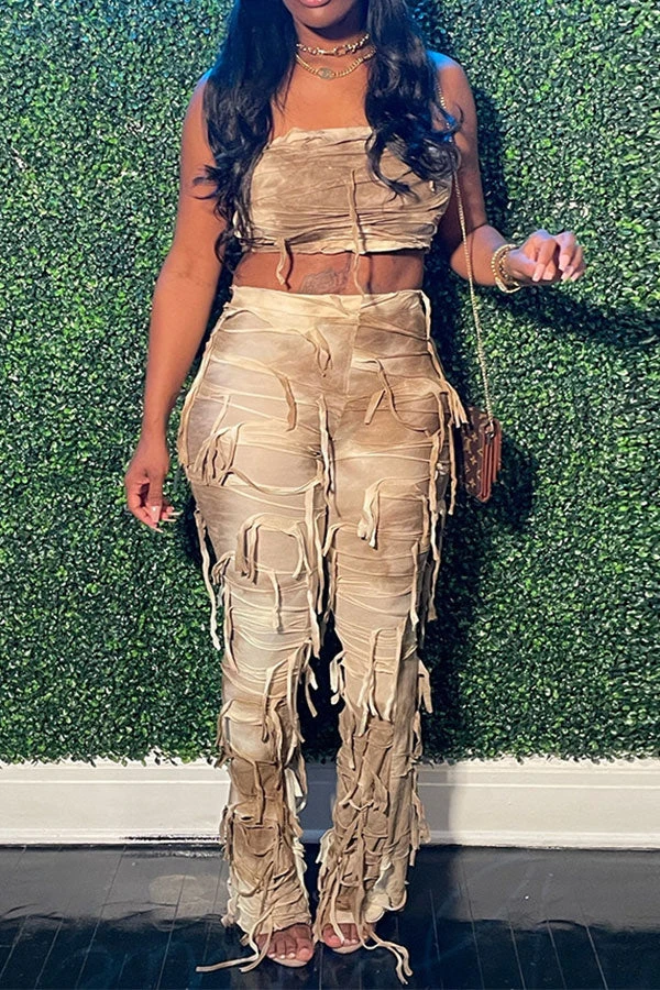 Tie Dye Cool Patchwork Tassel Pant Suit 3 Tie Dye Cool Patchwork Tassel Pant Suit - Image 3