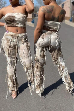 Tie Dye Cool Patchwork Tassel Pant Suit 14 Tie Dye Cool Patchwork Tassel Pant Suit -Clothing Outlet Store H23060916 AP 4