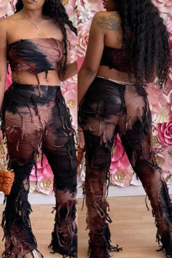 Tie Dye Cool Patchwork Tassel Pant Suit 16 Tie Dye Cool Patchwork Tassel Pant Suit -Clothing Outlet Store H23060916 BR 1