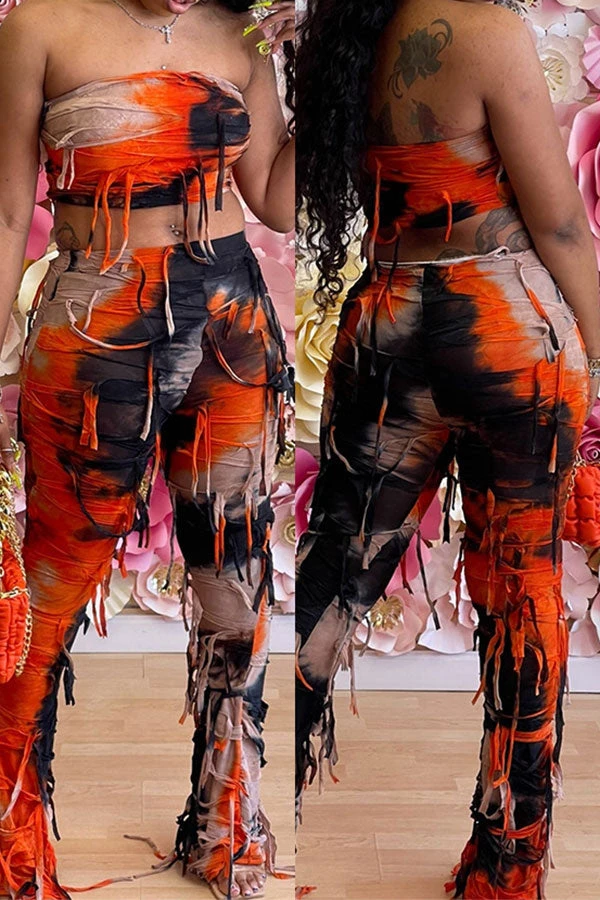 Tie Dye Cool Patchwork Tassel Pant Suit 9 Tie Dye Cool Patchwork Tassel Pant Suit - Image 9