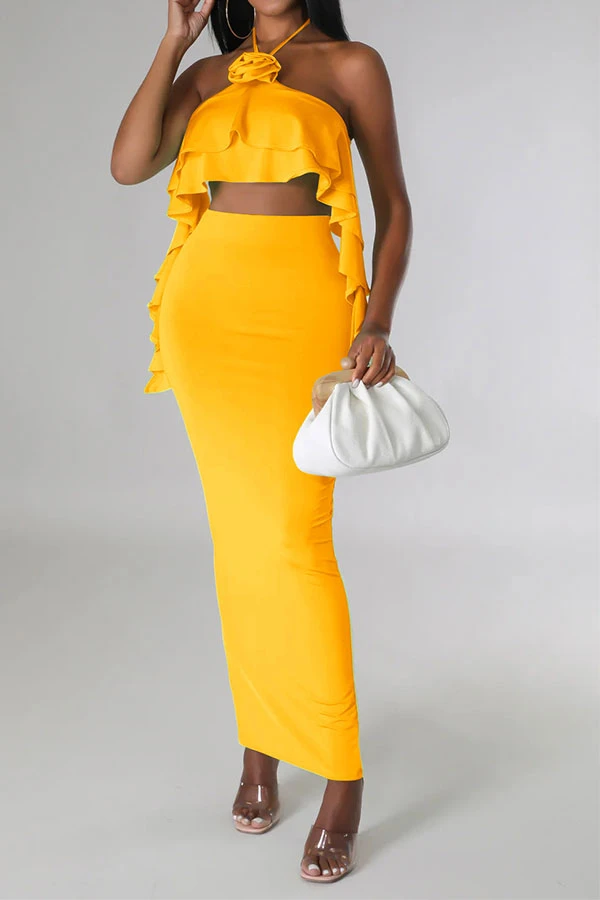 3D Rose Decor Ribbons Glamorous Skirt Suit 3 3D Rose Decor Ribbons Glamorous Skirt Suit - Image 3