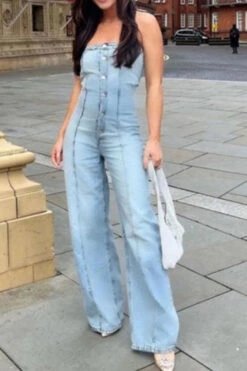 Gradient Undeniable Bandeau Denim Jumpsuit -Clothing Outlet Store H23060963 BL 3