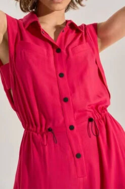 Solid Color Commuting Drawstring Wide Leg Jumpsuit -Clothing Outlet Store H23061559 RE 3