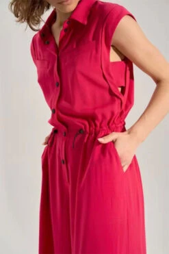 Solid Color Commuting Drawstring Wide Leg Jumpsuit -Clothing Outlet Store H23061559 RE 4