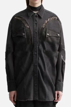 Lace Patchwork Striking Denim Mini Dress 9 Lace Patchwork Striking Denim Mini Dress -Clothing Outlet Store H23061578 BK 1 2480bc71 c4d6 4eb5 a16f 63fc44a93b31