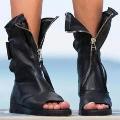 Solid Color Cool Zipper Ankle Boots