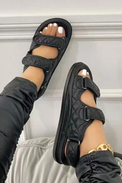 Solid Color Classic Velcro Chunky Sandals