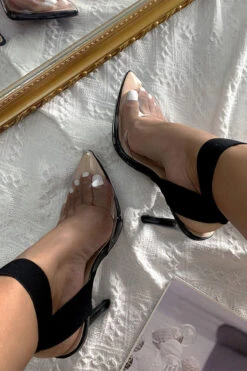 Solid Color Smart Clear Pointed Toe Sandals 6 Solid Color Smart Clear Pointed Toe Sandals -Clothing Outlet Store H23061623 BK 1