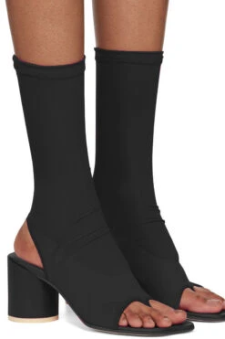 Solid Color Stunning Toe Post Ankle Boots -Clothing Outlet Store H23061626 BK 1