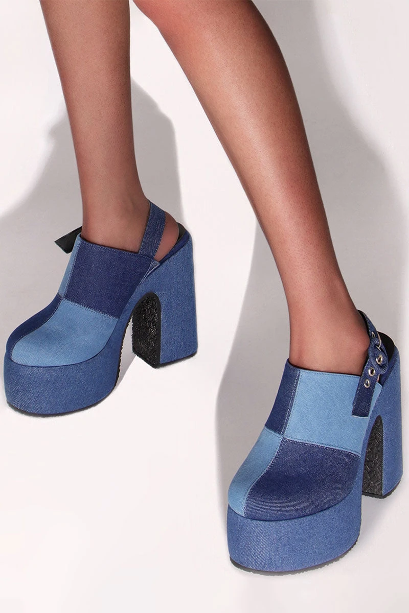 Checked Smart Sling Back Denim Sandals 1 Checked Smart Sling Back Denim Sandals