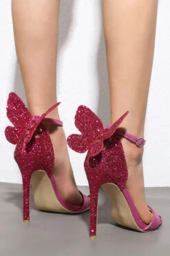 3D Butterfly Decor Glittery Buckled Sandals -Clothing Outlet Store H23061651 RR 4