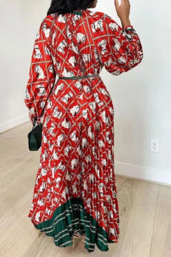 Horse Print Hit Color Laid Back Belted Midi Dress 9 Horse Print Hit Color Laid Back Belted Midi Dress -Clothing Outlet Store H23062519 RE 2