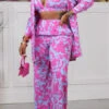 Floral Print Classic Pant Suit (Three Pieces)