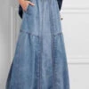 Patchwork Simple Burrs Denim Skirt