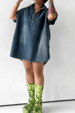 Gradient Laid Back Denim Mini Dress