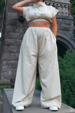 Solid Color Cool Wide Leg Pant Suit 5 Solid Color Cool Wide Leg Pant Suit -Clothing Outlet Store H23070489 AP 3