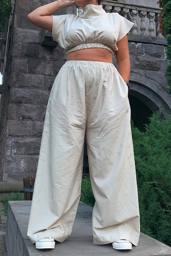 Solid Color Cool Wide Leg Pant Suit 3 Solid Color Cool Wide Leg Pant Suit - Image 3