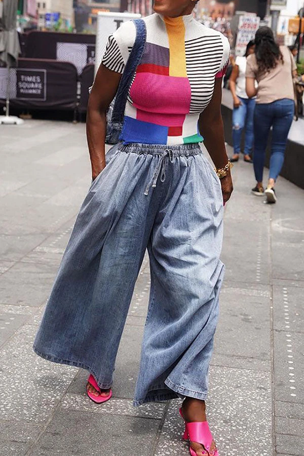 Solid Color Casual Wide Leg Jeans 1 Solid Color Casual Wide Leg Jeans