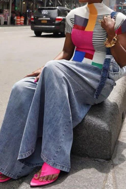 Solid Color Casual Wide Leg Jeans 10 Solid Color Casual Wide Leg Jeans -Clothing Outlet Store H23071331 BL 5