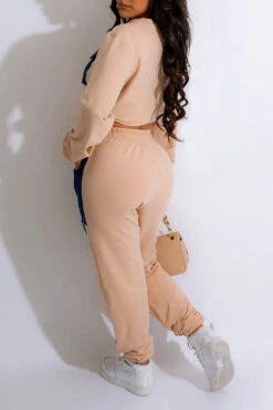 Applique Patchwork Sporty Drawstring Pant Suit 11 Applique Patchwork Sporty Drawstring Pant Suit -Clothing Outlet Store H23072110 KH 2