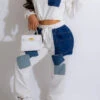 Applique Patchwork Sporty Drawstring Pant Suit