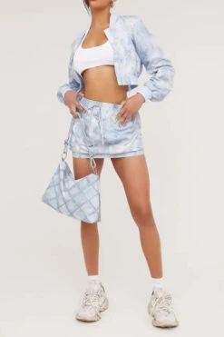 Tie Dye Sporty Zipper Drawstring Skirt Suit -Clothing Outlet Store H23072146 BL 2