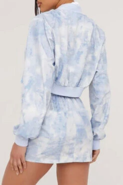 Tie Dye Sporty Zipper Drawstring Skirt Suit -Clothing Outlet Store H23072146 BL 4