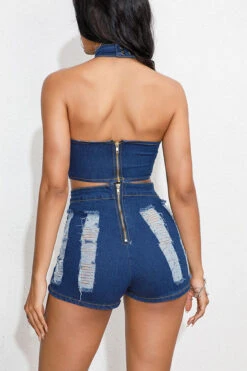 Ripped On-trend Denim Pant Suit -Clothing Outlet Store H23072150 NB 2