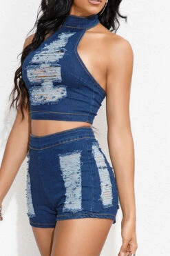 Ripped On-trend Denim Pant Suit -Clothing Outlet Store H23072150 NB 5