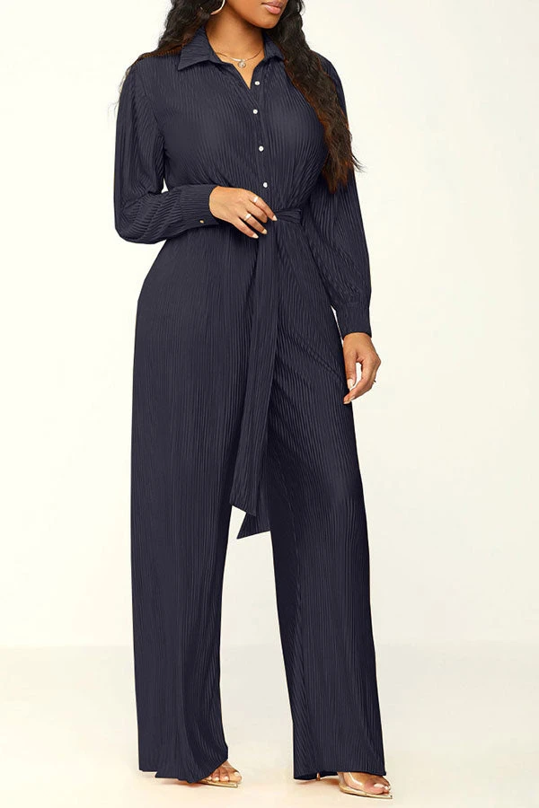 Solid Color Classic Belted Pleated Jumpsuit 15 Solid Color Classic Belted Pleated Jumpsuit - Image 15