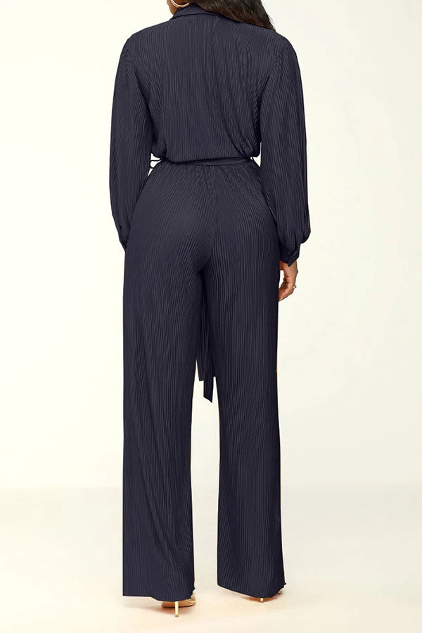 Solid Color Classic Belted Pleated Jumpsuit 16 Solid Color Classic Belted Pleated Jumpsuit - Image 16