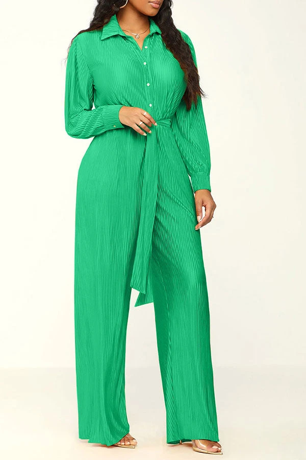 Solid Color Classic Belted Pleated Jumpsuit 11 Solid Color Classic Belted Pleated Jumpsuit - Image 11