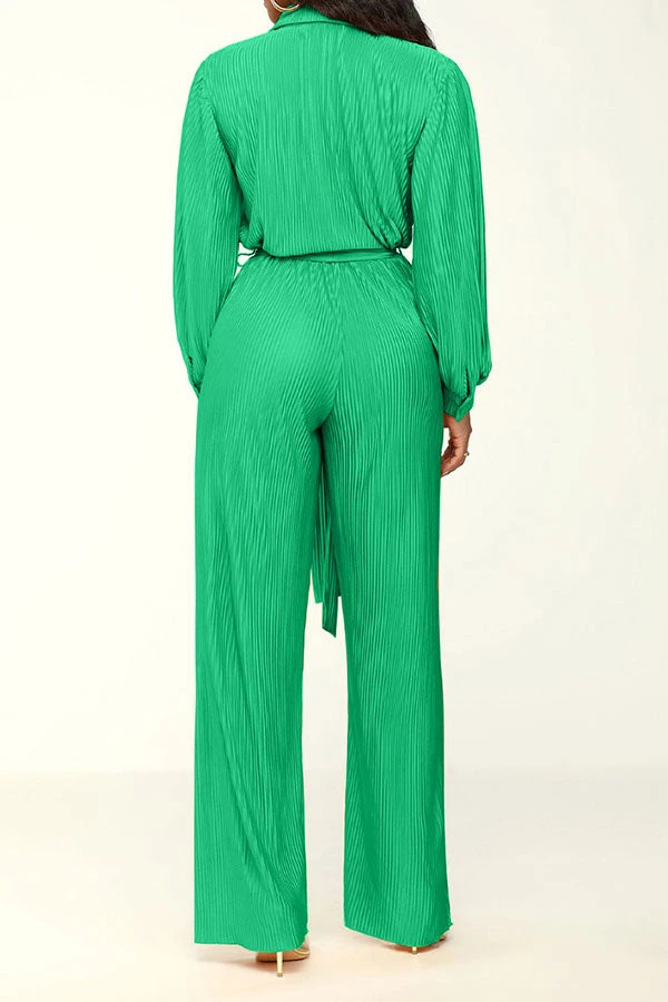 Solid Color Classic Belted Pleated Jumpsuit 12 Solid Color Classic Belted Pleated Jumpsuit - Image 12