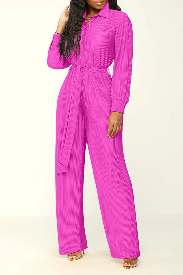Solid Color Classic Belted Pleated Jumpsuit 5 Solid Color Classic Belted Pleated Jumpsuit - Image 5