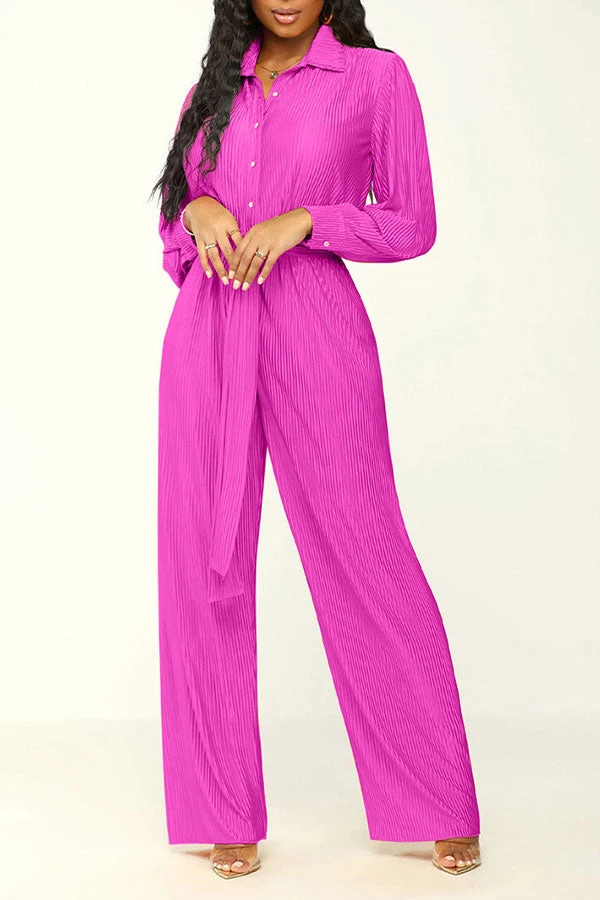 Solid Color Classic Belted Pleated Jumpsuit 6 Solid Color Classic Belted Pleated Jumpsuit - Image 6