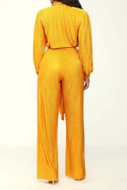 Solid Color Classic Belted Pleated Jumpsuit 19 Solid Color Classic Belted Pleated Jumpsuit -Clothing Outlet Store H23072186 YE 4