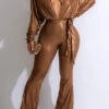 Metallic Striking Lace-Up Micro Flared Jumpsuit