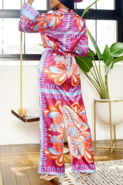 Tribal Print Patchwork Laid Back Pant Suit -Clothing Outlet Store H23080750 RE 3