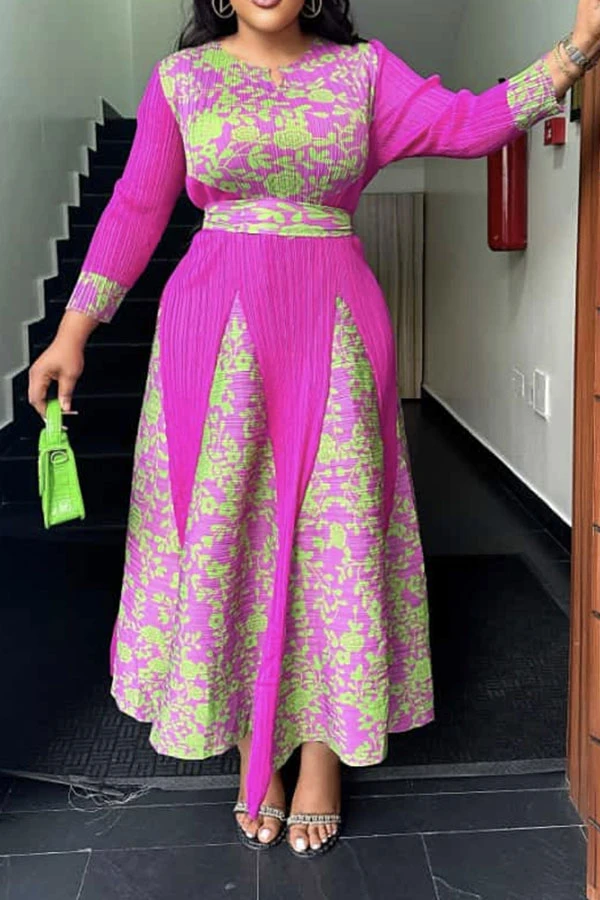 Floral Print Patchwork Pretty Belted Pleated Midi Dress 1 Floral Print Patchwork Pretty Belted Pleated Midi Dress