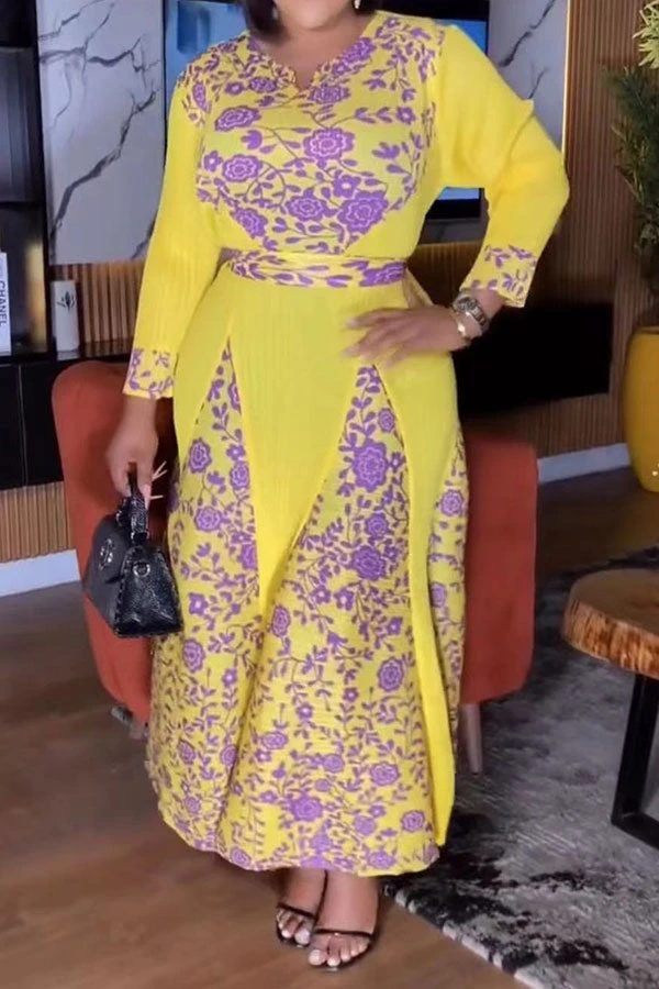 Floral Print Patchwork Pretty Belted Pleated Midi Dress 4 Floral Print Patchwork Pretty Belted Pleated Midi Dress - Image 4