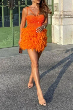 Sequined Patchwork Sweet Feather Mini Dress 10 Sequined Patchwork Sweet Feather Mini Dress -Clothing Outlet Store H23080933 OR 5