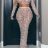 Crystal Glitter Striking See-Through Dress Suit