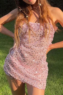 Tulle Ruffle Patchwork Rocking Sequined Mini Dress -Clothing Outlet Store H23081495 PI 4