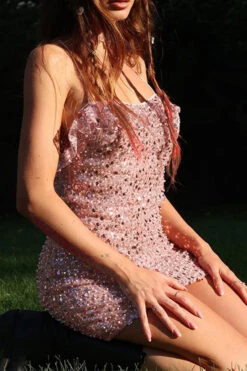 Tulle Ruffle Patchwork Rocking Sequined Mini Dress -Clothing Outlet Store H23081495 PI 6