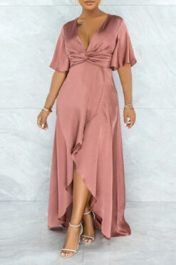 Plain Glamorous Knotted High Low Slit Maxi Dress 6 Plain Glamorous Knotted High Low Slit Maxi Dress -Clothing Outlet Store HP2106231 2 de988580 4a09 44eb bd16 e2c3946855da