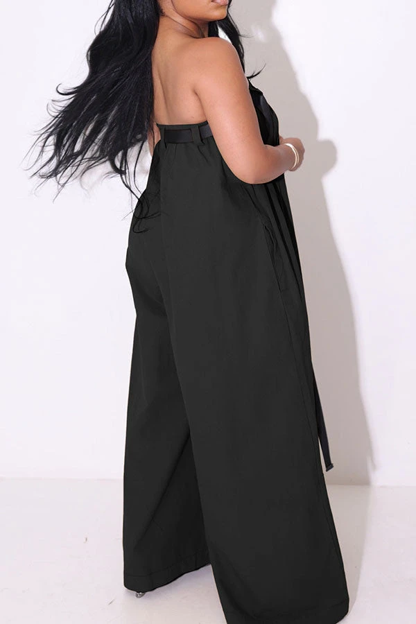 Solid Color Whimsical Wide Leg Jumpsuit With Belt 10 Solid Color Whimsical Wide Leg Jumpsuit With Belt - Image 10